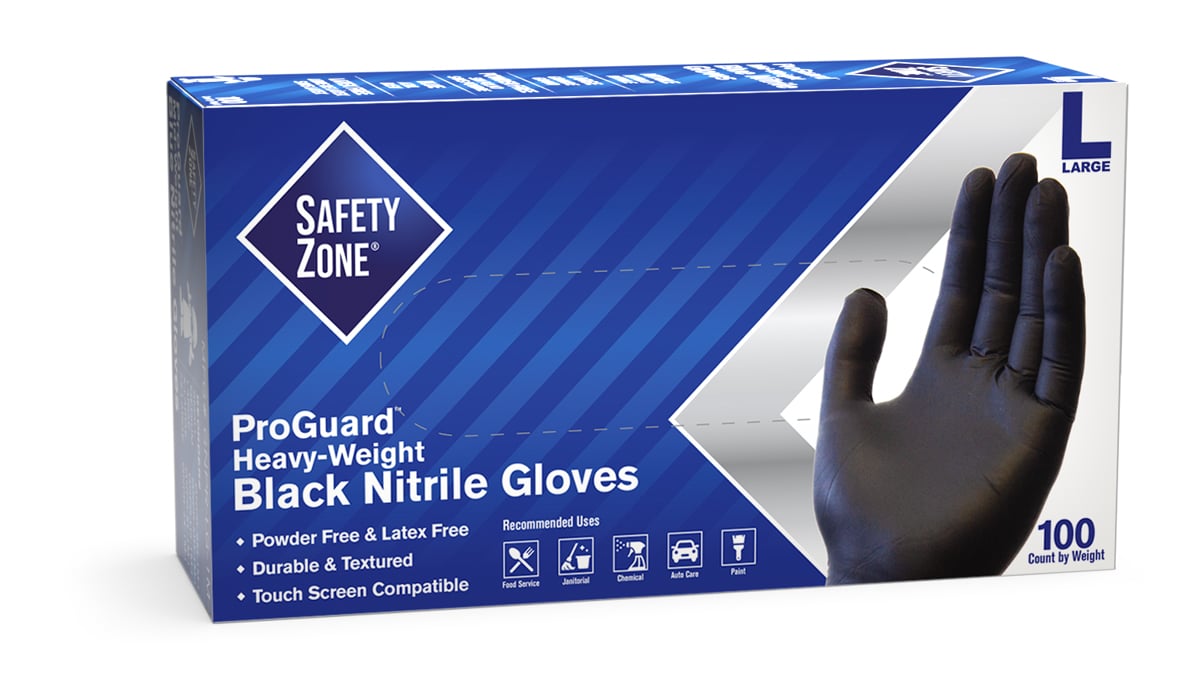 the safety zone black nitrile gloves