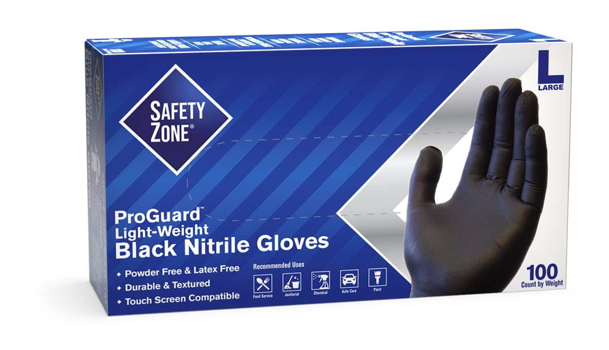 safety zone black nitrile gloves