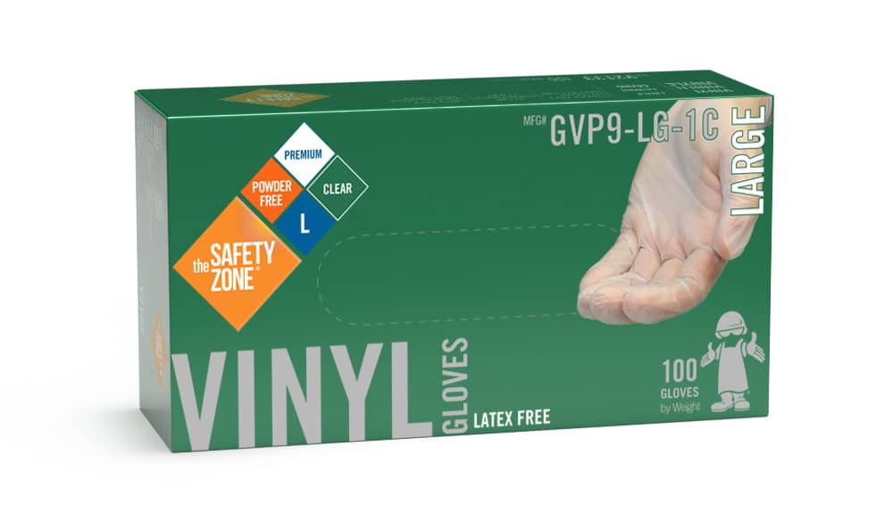 Safety Zone Powder Free Clear Vinyl Gloves Safety Zone Powder Free Clear Vinyl Gloves
